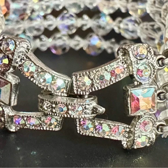 Vintage AB Crystal Bracelet and Earrings - Picture 5 of 15